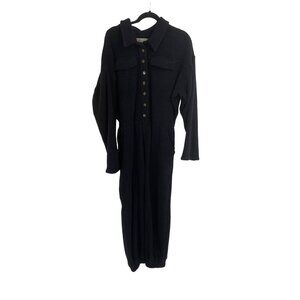 Free People Beach LARGE Black Long Sleeve Jumpsuit w/ Pockets & Elastic waist